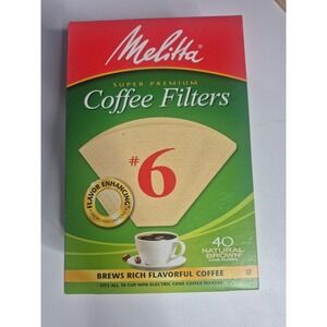 Melitta Premium #6 Cone Paper Coffee Filters Natural Brown, 40 Count - 3 Pack